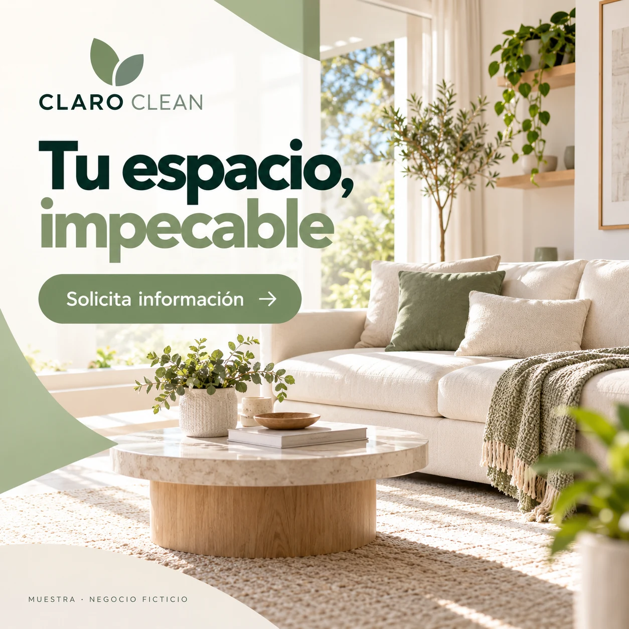 Diseño moderno de Claro Clean, con marco claro